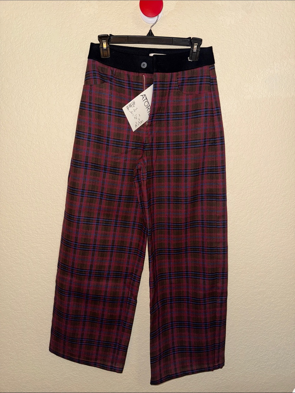 Acsense Studio Plaid Wide Leg Pants Size Small NWT